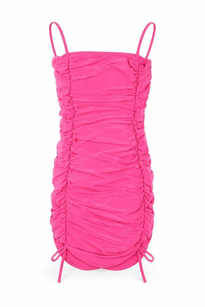 Boohoo Women’s Pink Bodycon Ruched Mini Dress Size 6