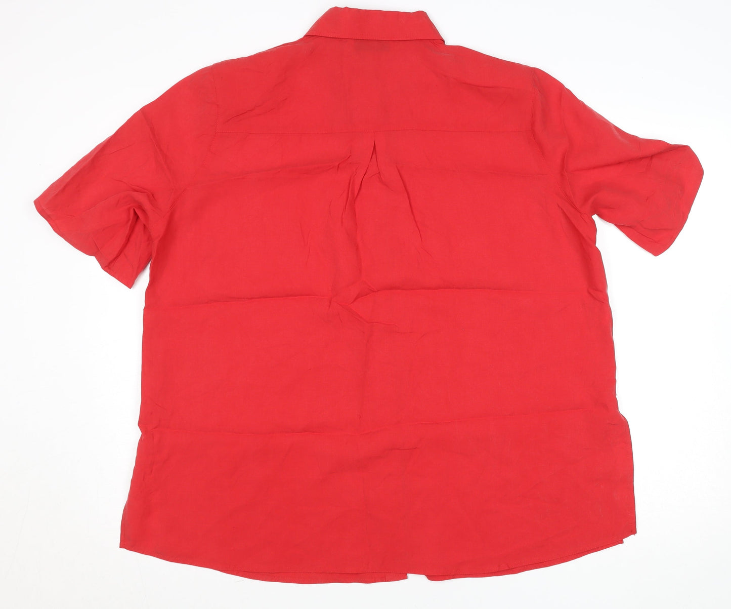 Rondissimo Alain Weiz Red Short Sleeve Women's Button-Up Shirt Size L