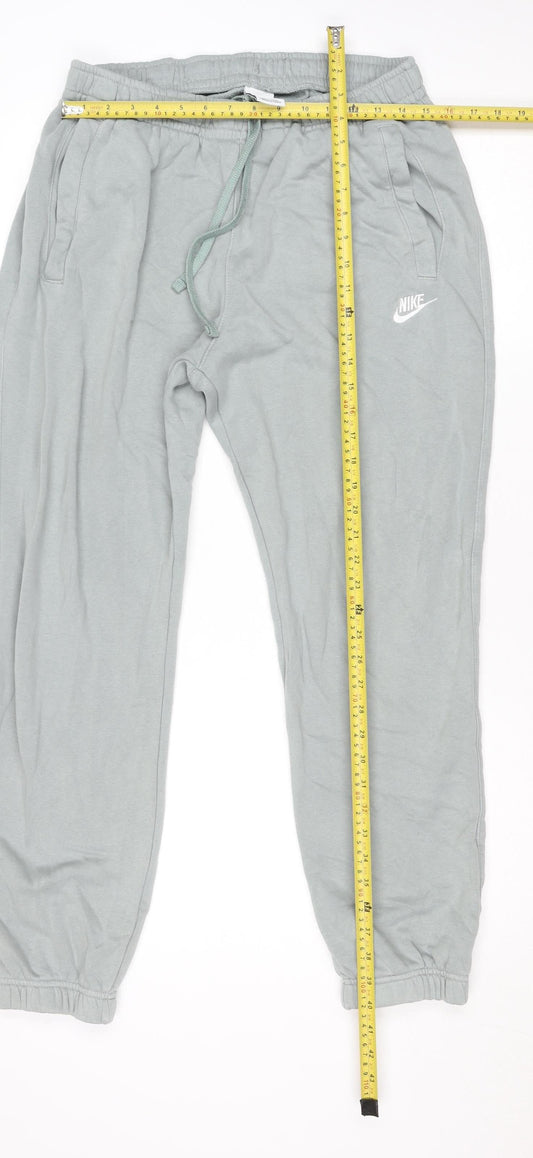 Nike Men’s Grey Fleece Track Pants Size M Regular Fit Joggers