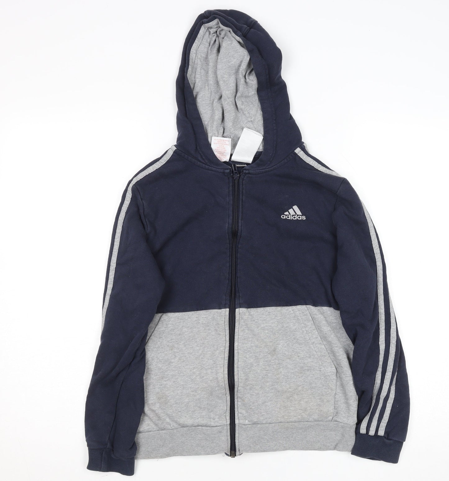 Adidas Boys Blue & Grey Hooded Track Jacket 13-14 Years Zip-Up Hoodie