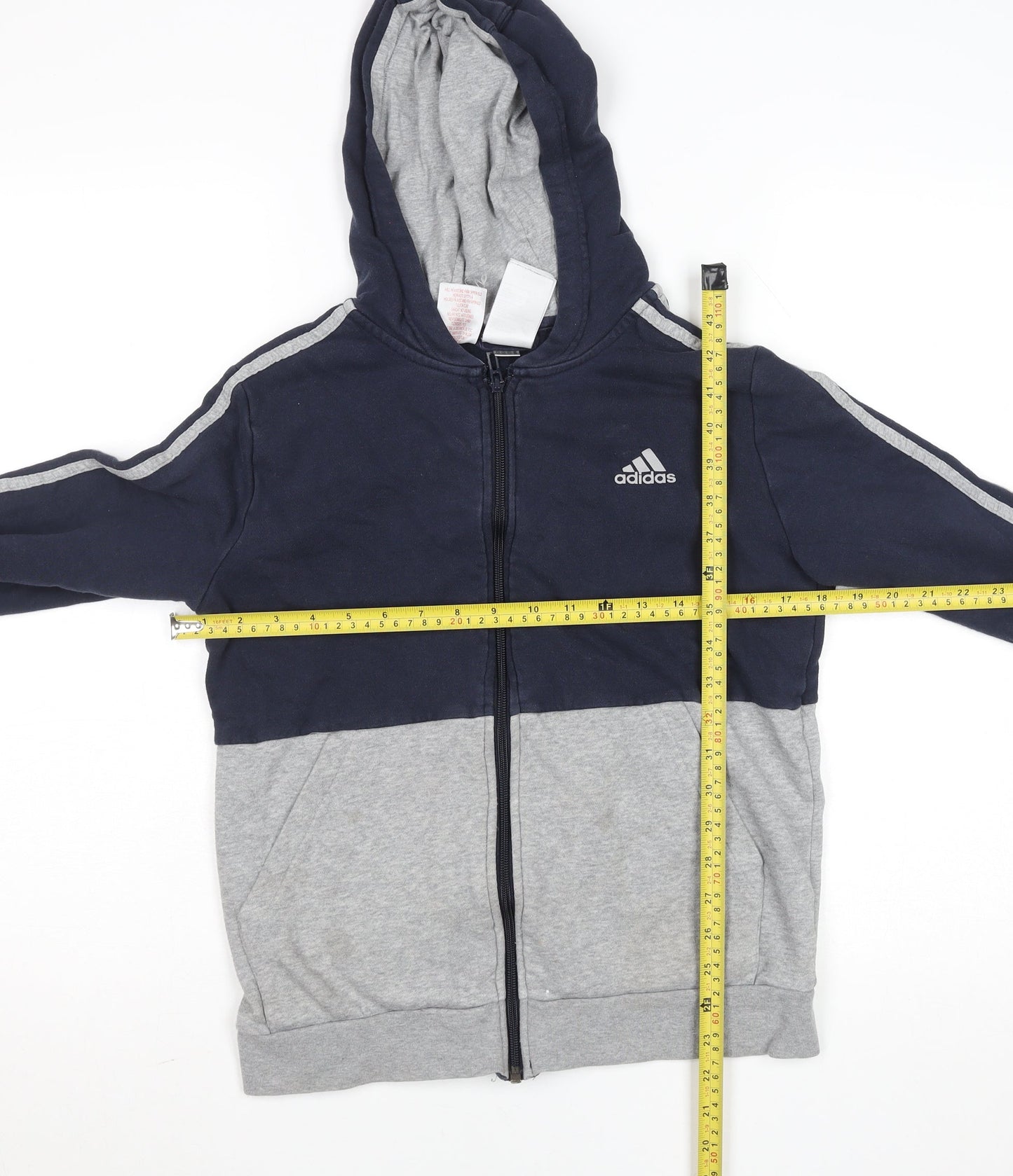 Adidas Boys Blue & Grey Hooded Track Jacket 13-14 Years Zip-Up Hoodie