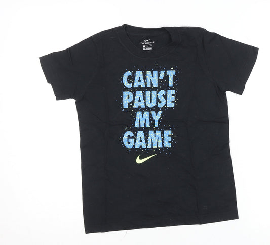 Nike Boys Black 'Can't Pause My Game' Graphic T-Shirt Size S