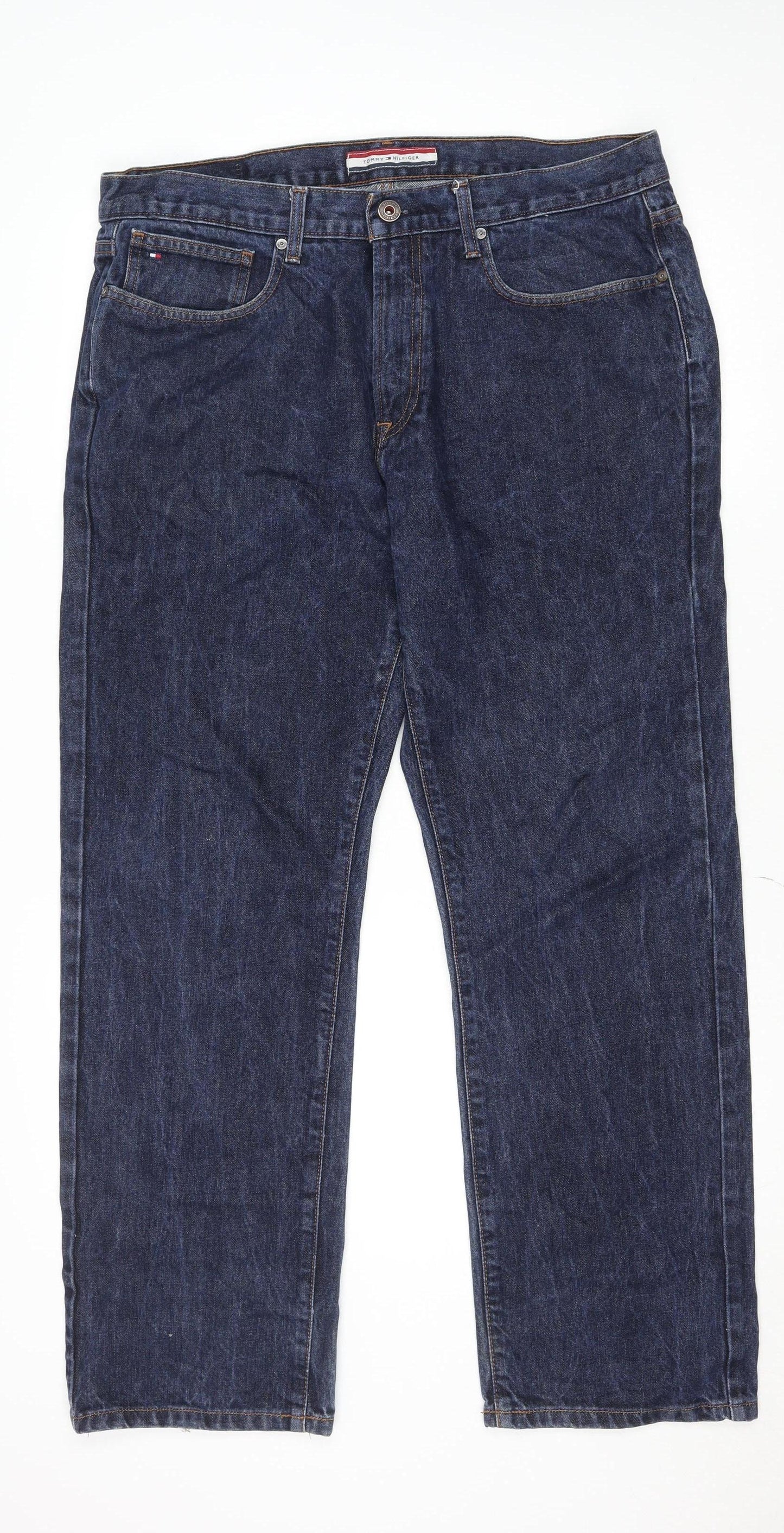 Tommy Hilfiger Men's Blue Relaxed Straight Jeans 36x30 Denim