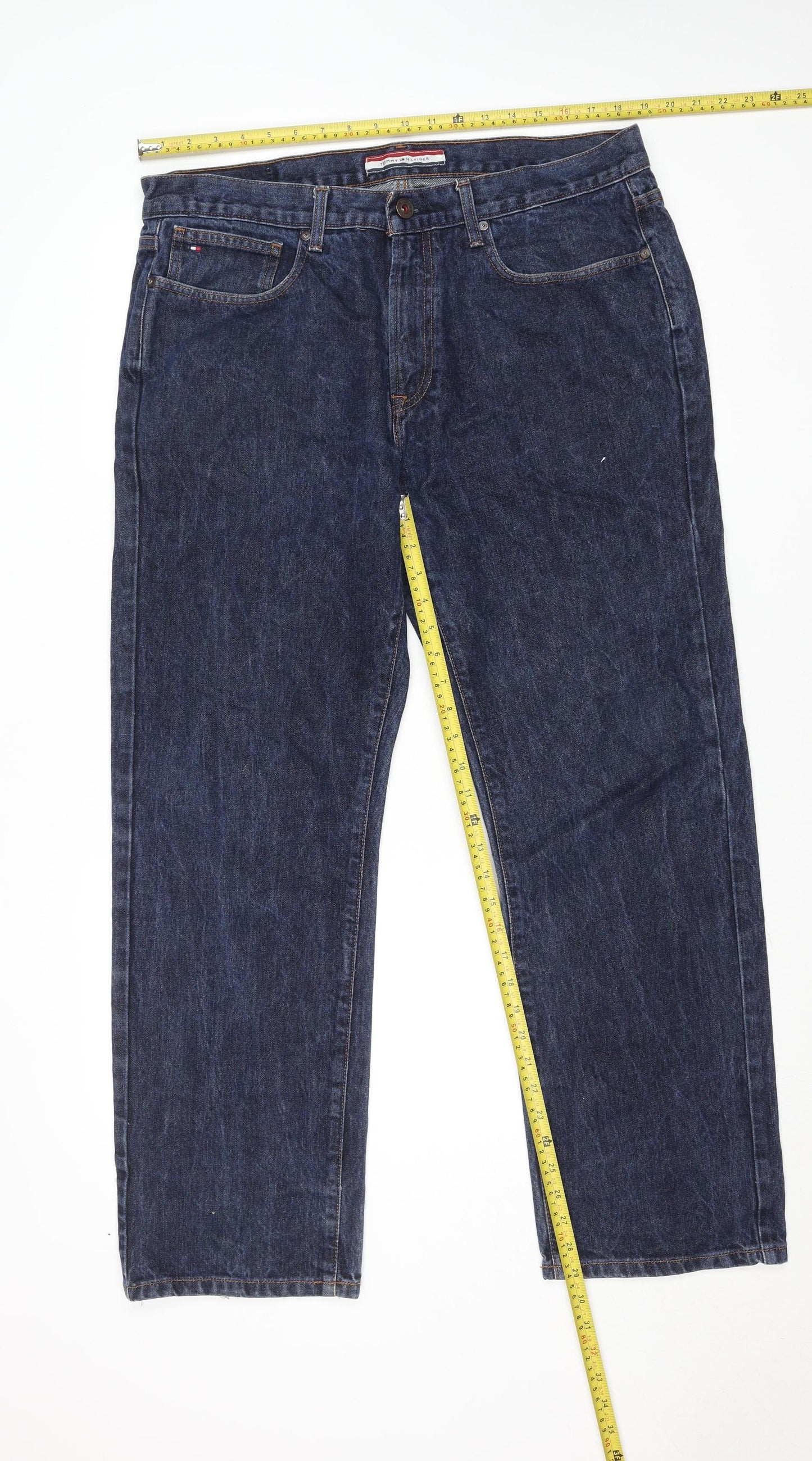 Tommy Hilfiger Men's Blue Relaxed Straight Jeans 36x30 Denim