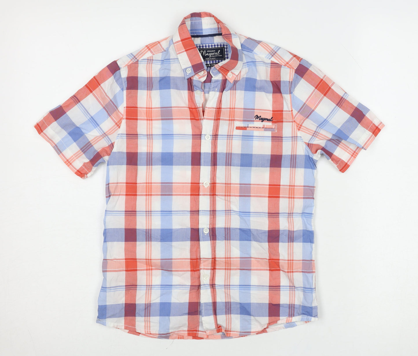 Mayoral Boys Multicoloured Check Short Sleeve Button-Up Shirt 8 Years