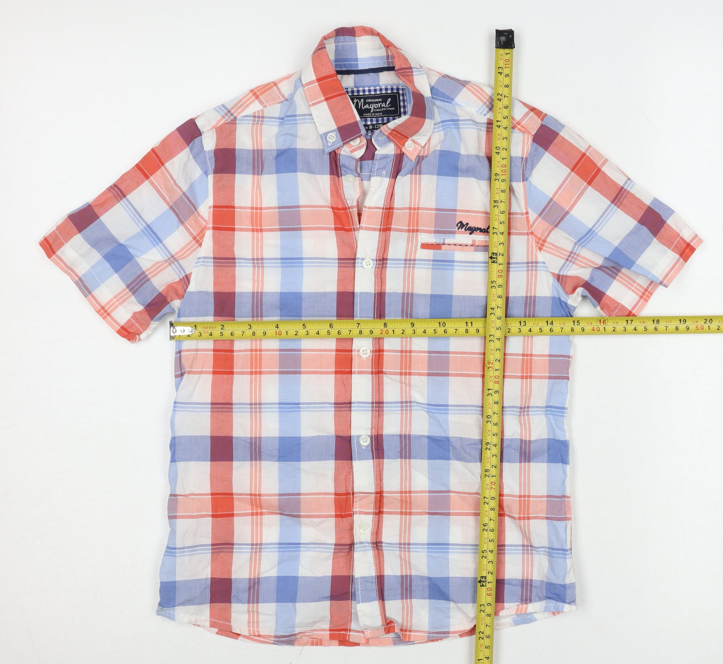 Mayoral Boys Multicoloured Check Short Sleeve Button-Up Shirt 8 Years