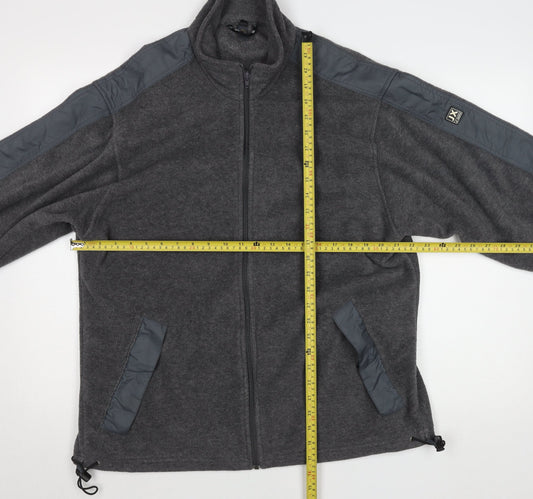 DX Men's Grey Fleece Full Zip Outdoor Jacket Size L Regular Fit