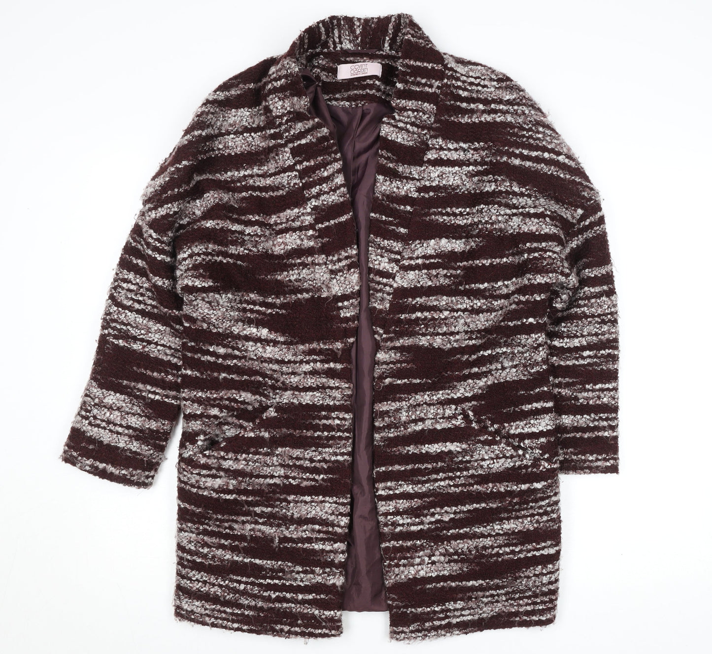 Covent Garden Women’s Brown Striped Knit Mid-Length Coatigan M