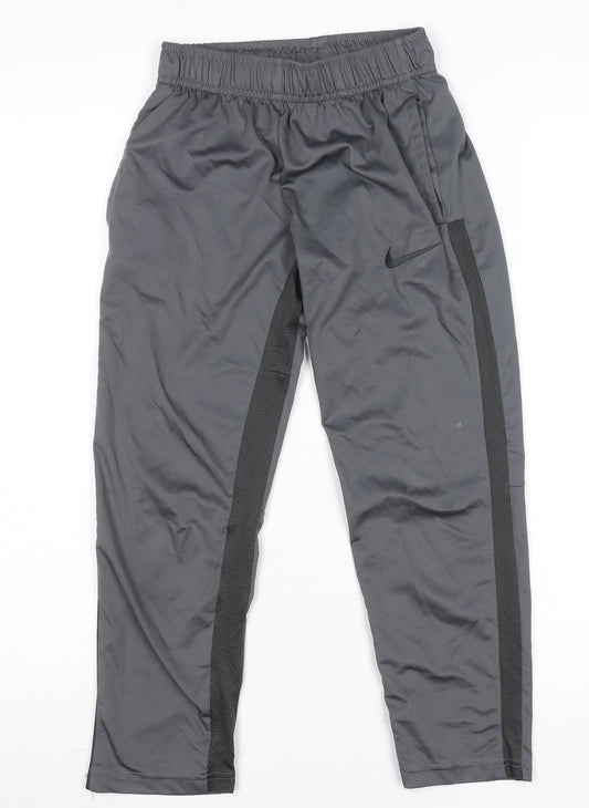 Nike Women’s Grey Dri-FIT Track Pants Small Elastic Waist Lightweight