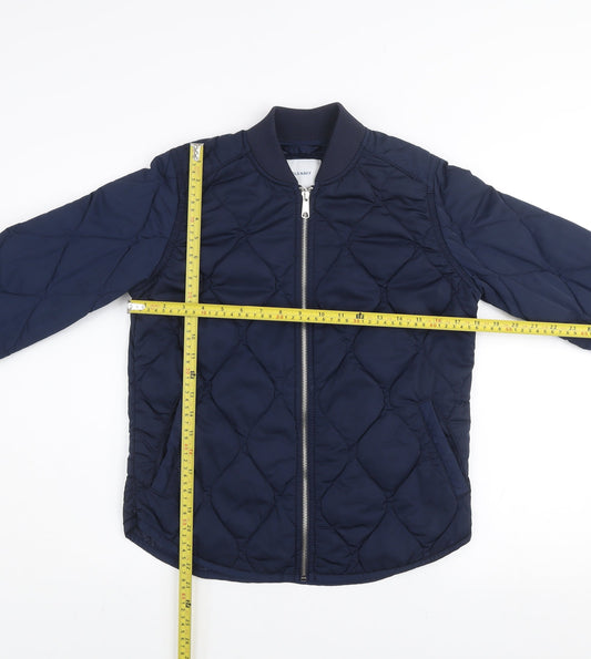 Old Navy Men's Blue Quilted Bomber Jacket XS Polyester Lightweight