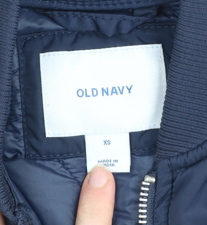 Old Navy Men's Blue Quilted Bomber Jacket XS Polyester Lightweight
