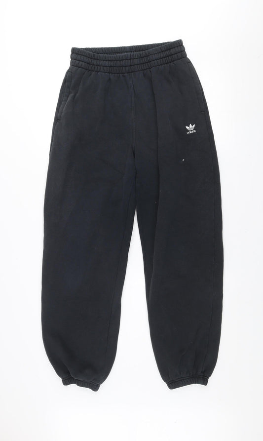 adidas Womens Black Jogger Sweatpants Size 12 Cotton Blend