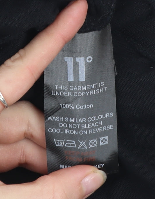 11 Degrees Womens Black Cropped T-Shirt Size 6 Cotton Casual Top