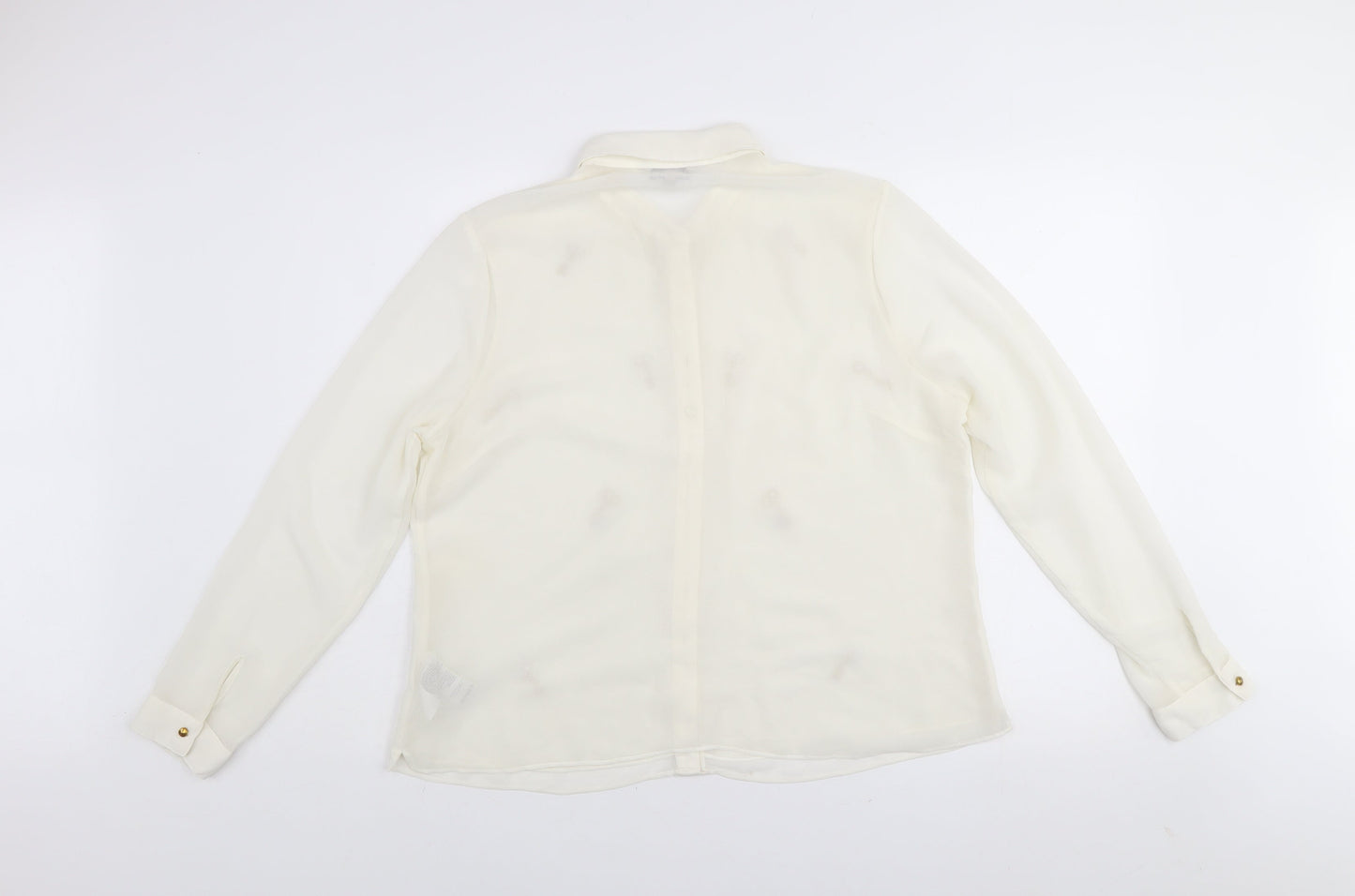 Marks and Spencer Limited Edition Women Ivory Key Embellished Long Sleeve Blouse Size 16
