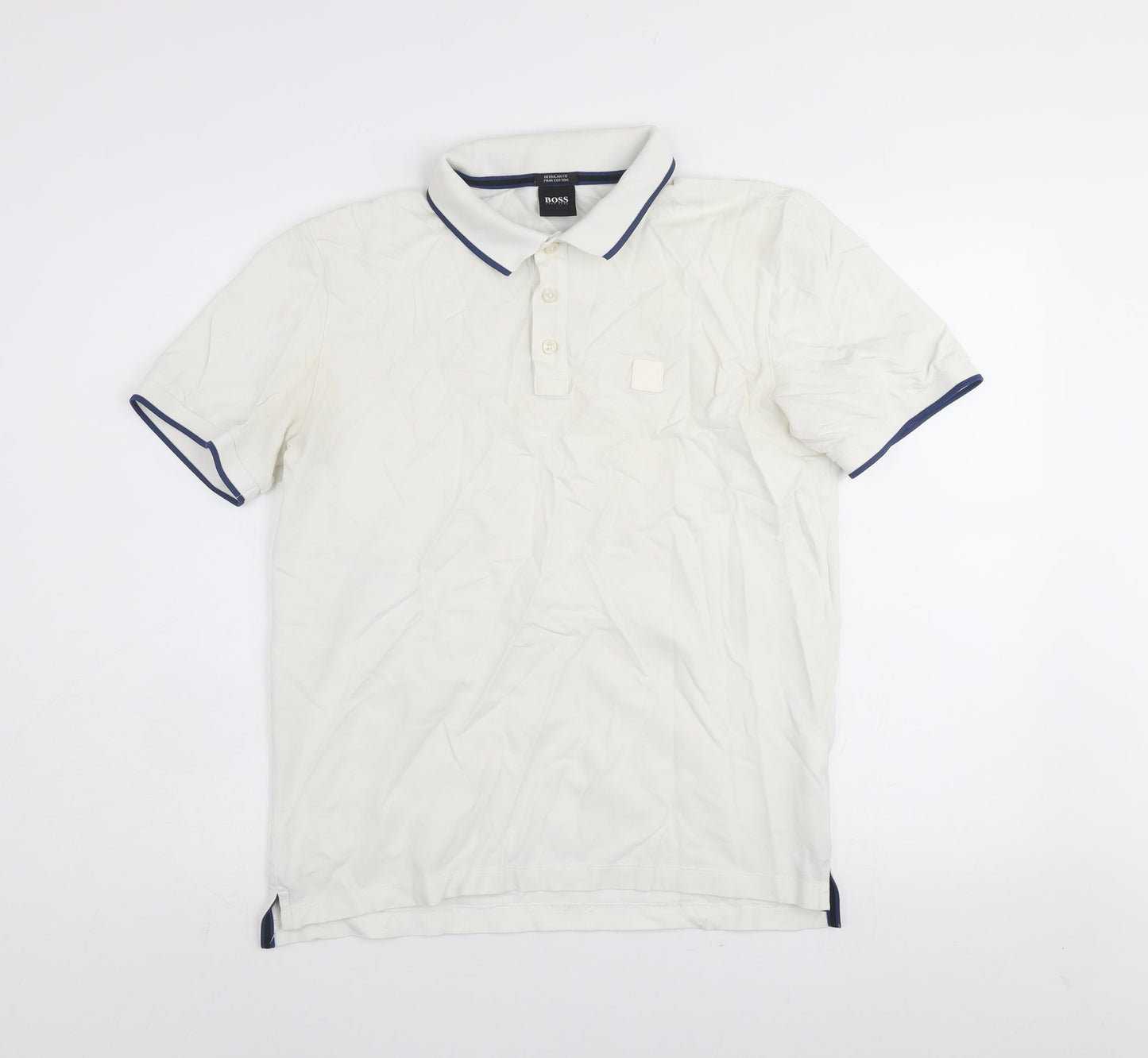 Hugo Boss Men's Ivory Pima Cotton Regular Fit Polo Shirt L