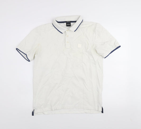 Hugo Boss Men's Ivory Pima Cotton Regular Fit Polo Shirt L