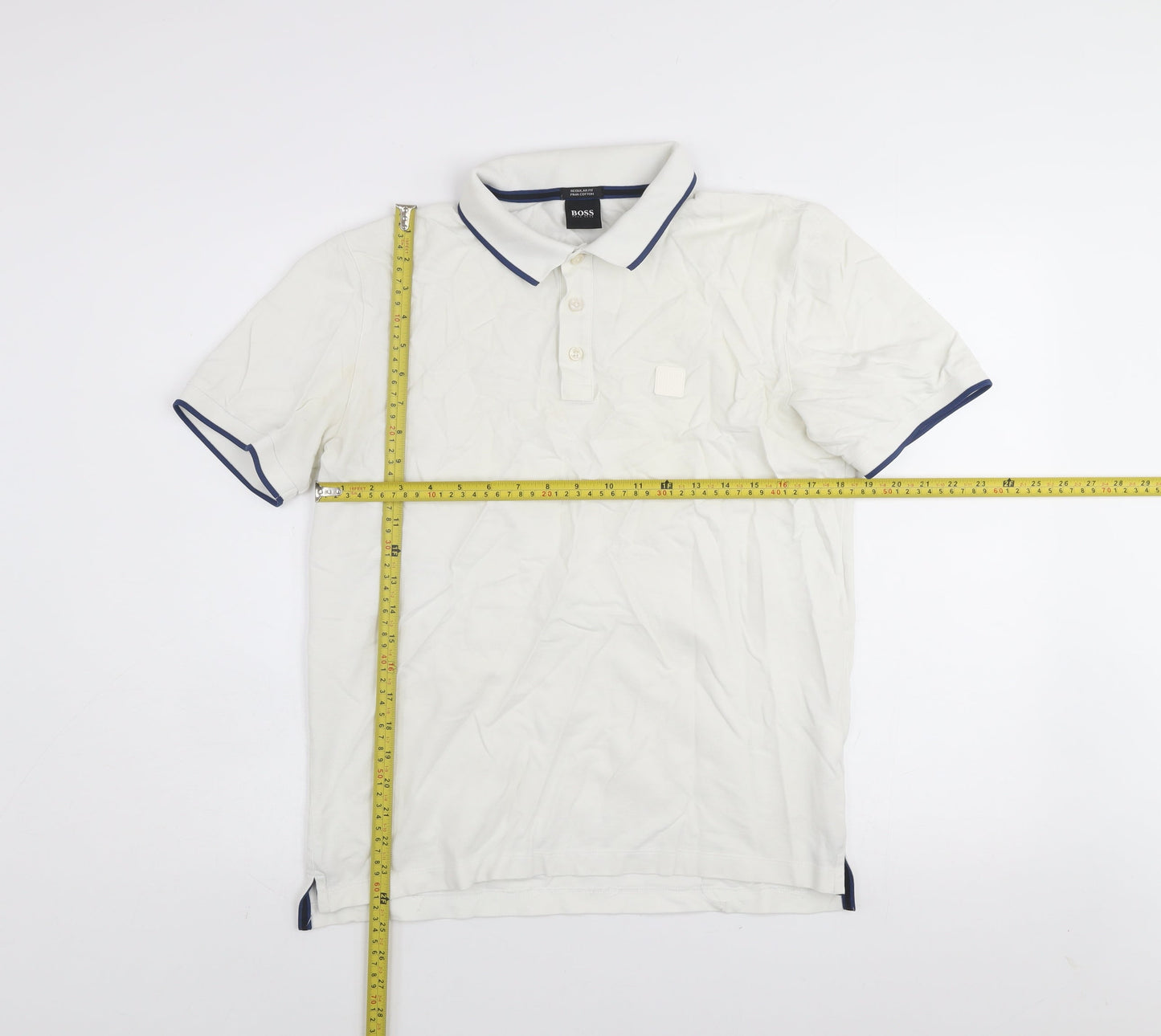 Hugo Boss Men's Ivory Pima Cotton Regular Fit Polo Shirt L