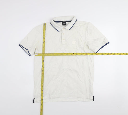 Hugo Boss Men's Ivory Pima Cotton Regular Fit Polo Shirt L