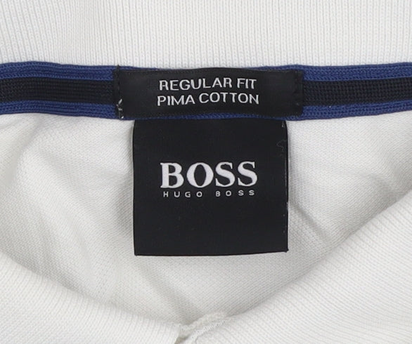 Hugo Boss Men's Ivory Pima Cotton Regular Fit Polo Shirt L