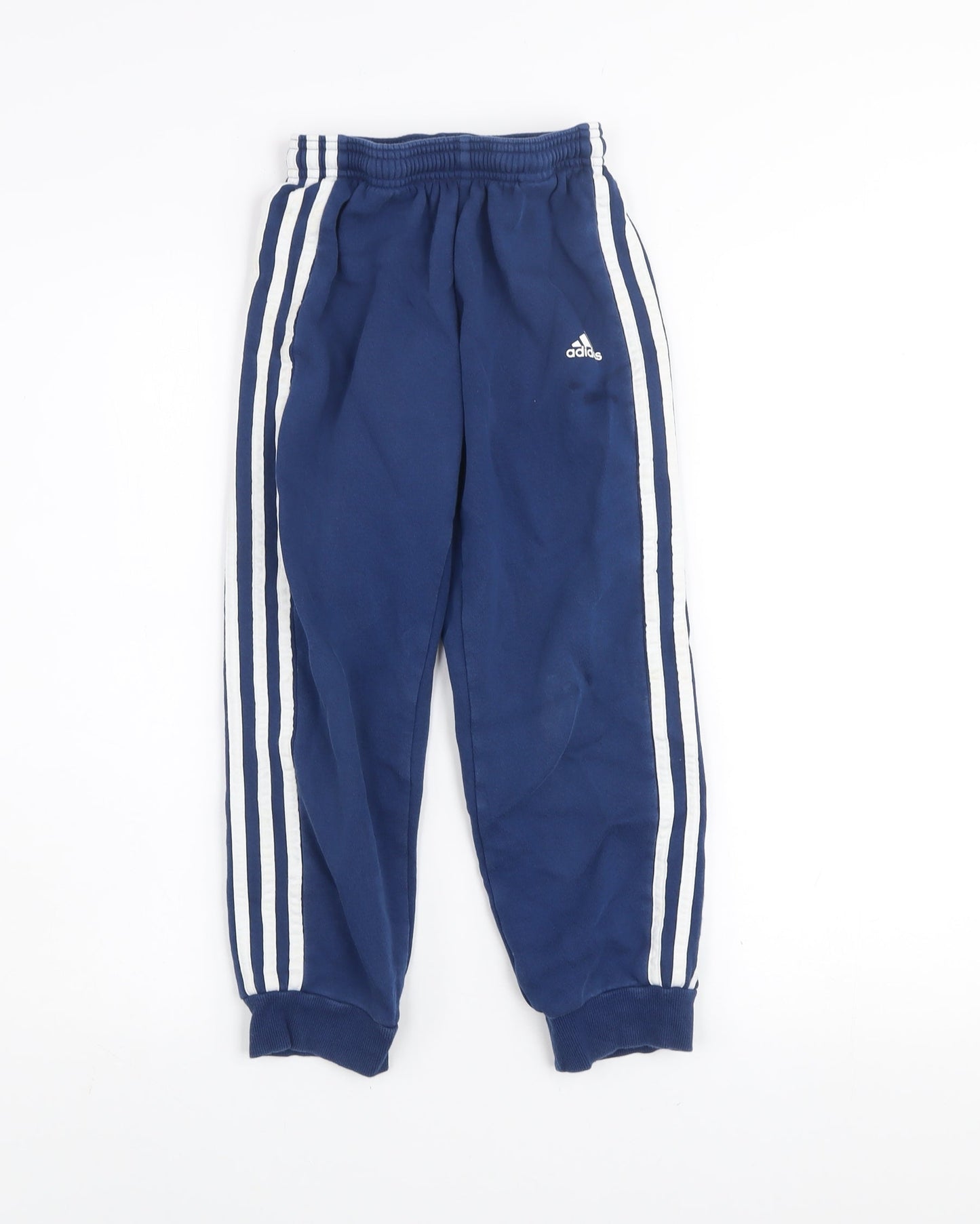 Adidas Boys Blue Track Pants 7 Years Elastic Waist Striped Sportswear