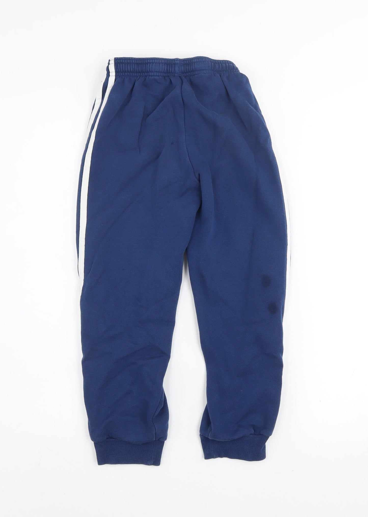 Adidas Boys Blue Track Pants 7 Years Elastic Waist Striped Sportswear