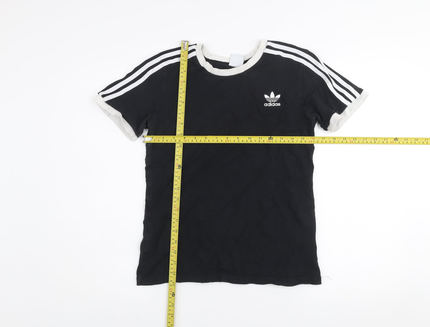 Adidas Women Black Short Sleeve Crew Neck T-Shirt UK 12 Cotton Blend