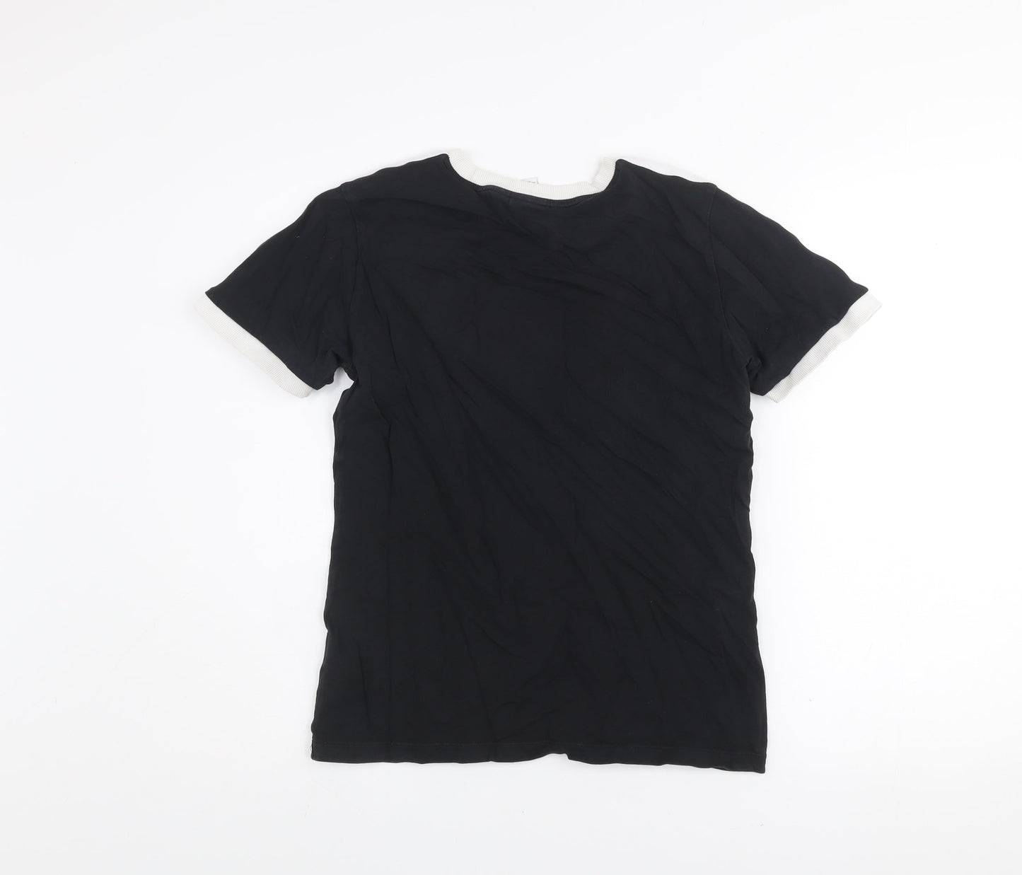 Adidas Women Black Short Sleeve Crew Neck T-Shirt UK 12 Cotton Blend