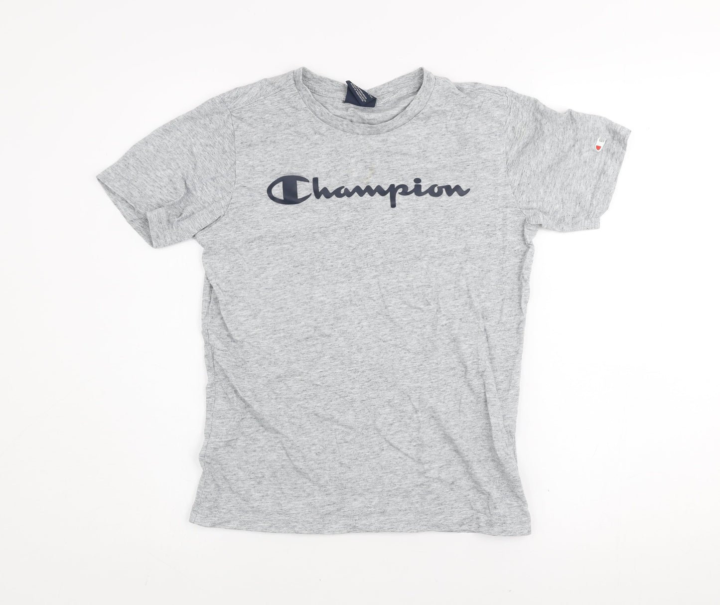 Champion Boys Grey Logo T-Shirt Size 11-12 Years Short Sleeve Cotton Blend