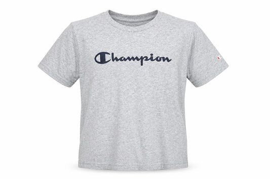 Champion Boys Grey Logo T-Shirt Size 11-12 Years Short Sleeve Cotton Blend