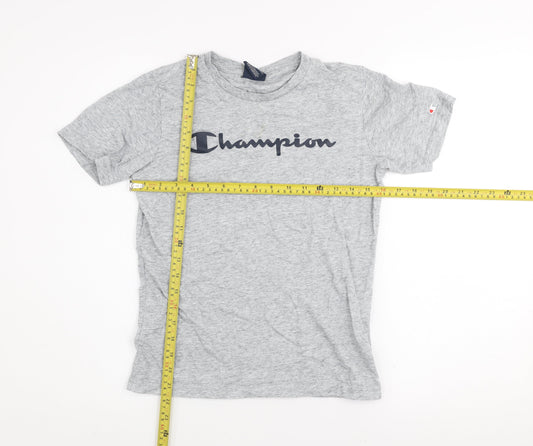 Champion Boys Grey Logo T-Shirt Size 11-12 Years Short Sleeve Cotton Blend