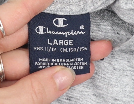 Champion Boys Grey Logo T-Shirt Size 11-12 Years Short Sleeve Cotton Blend