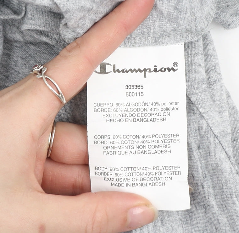 Champion Boys Grey Logo T-Shirt Size 11-12 Years Short Sleeve Cotton Blend