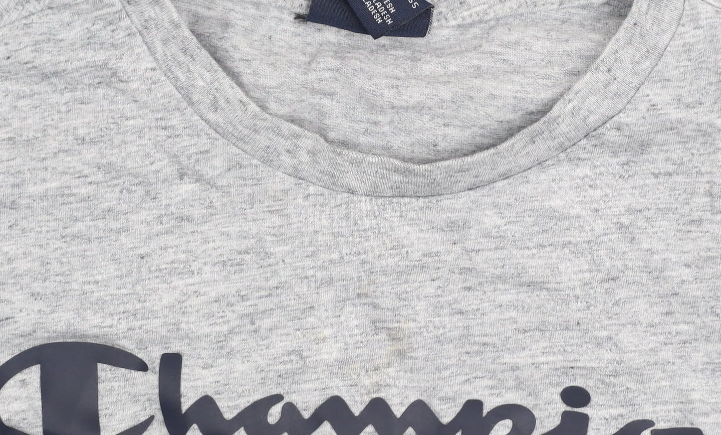 Champion Boys Grey Logo T-Shirt Size 11-12 Years Short Sleeve Cotton Blend