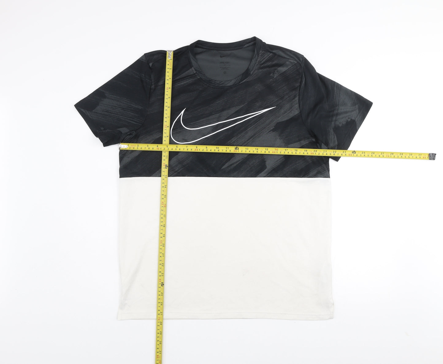 Nike Men's Black White Dri-Fit Colourblock T-Shirt Size L