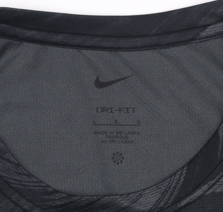 Nike Men's Black White Dri-Fit Colourblock T-Shirt Size L