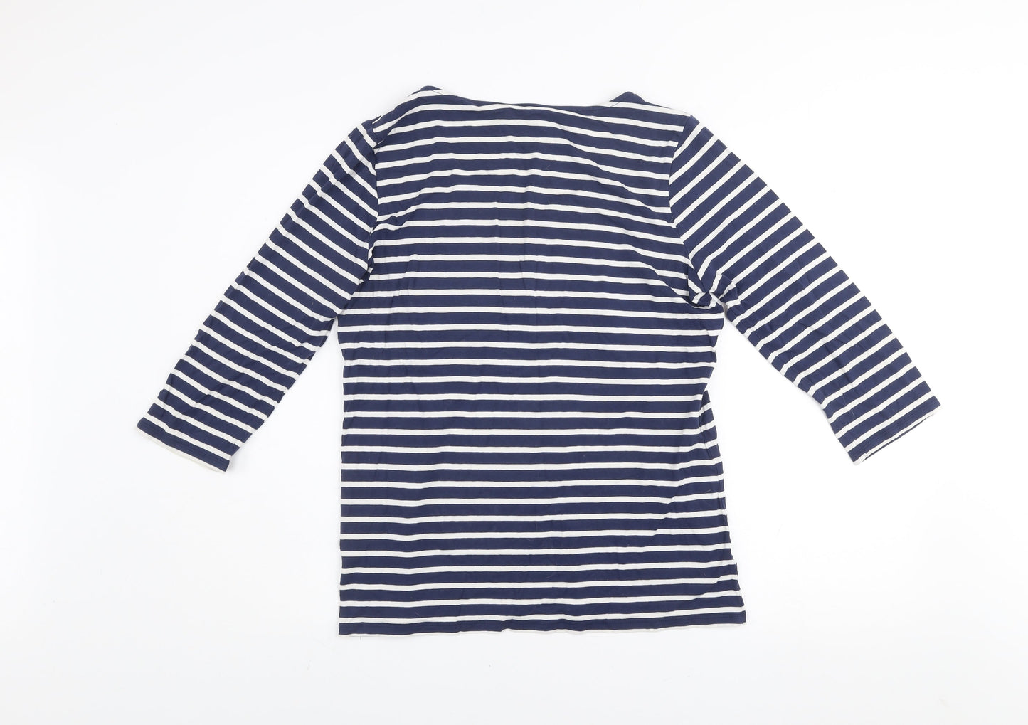 Dunnes Stores Signature Women's Navy Striped 3/4 Sleeve Top Size 14