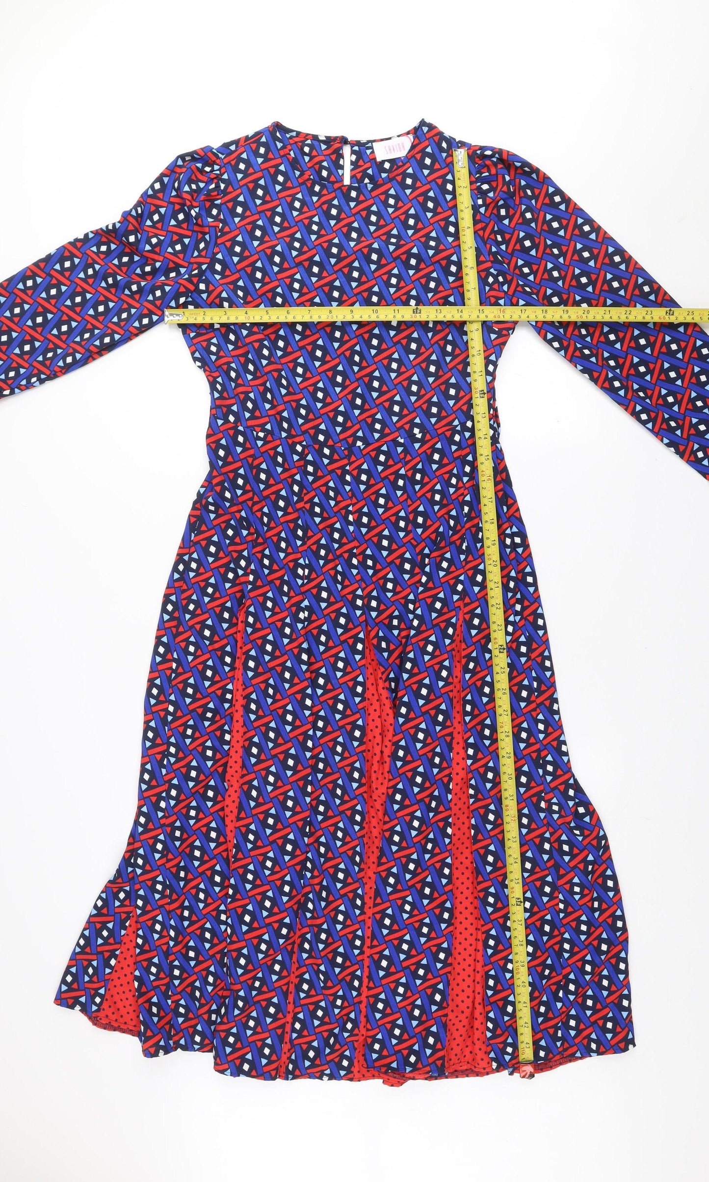 Savida Women's Multicoloured Geometric A-Line Dress Size 10