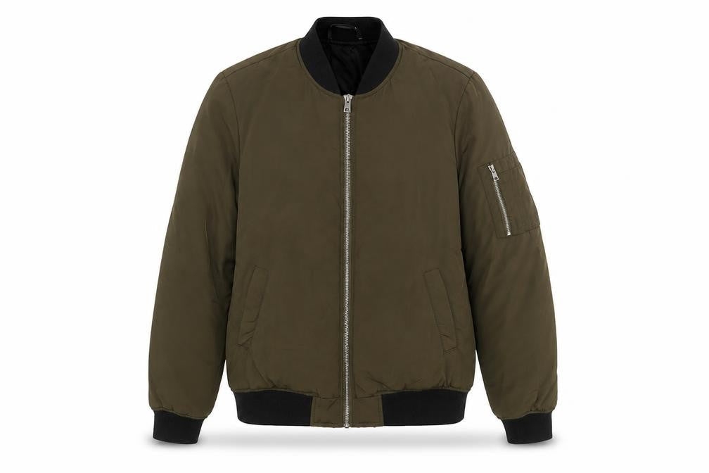 Dunnes Women’s Green Bomber Jacket Size 10 Regular Fit Zip Pockets