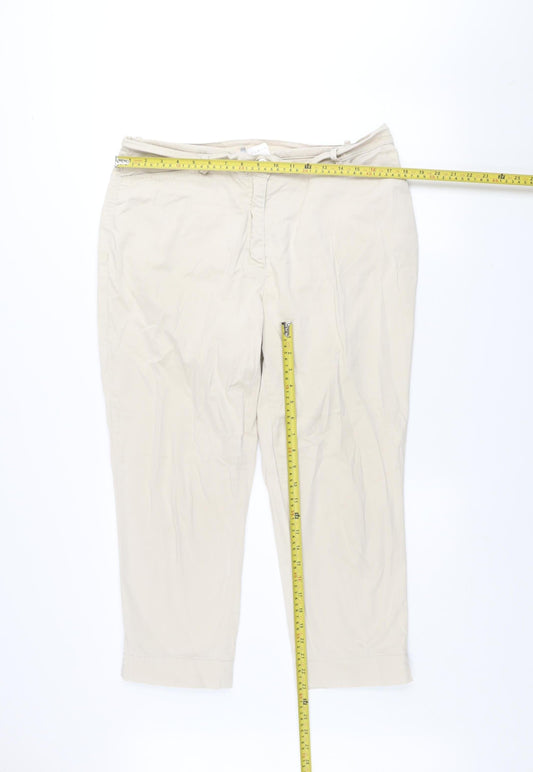 Gelco Women’s Beige Cotton Blend Cropped Trousers Size 18