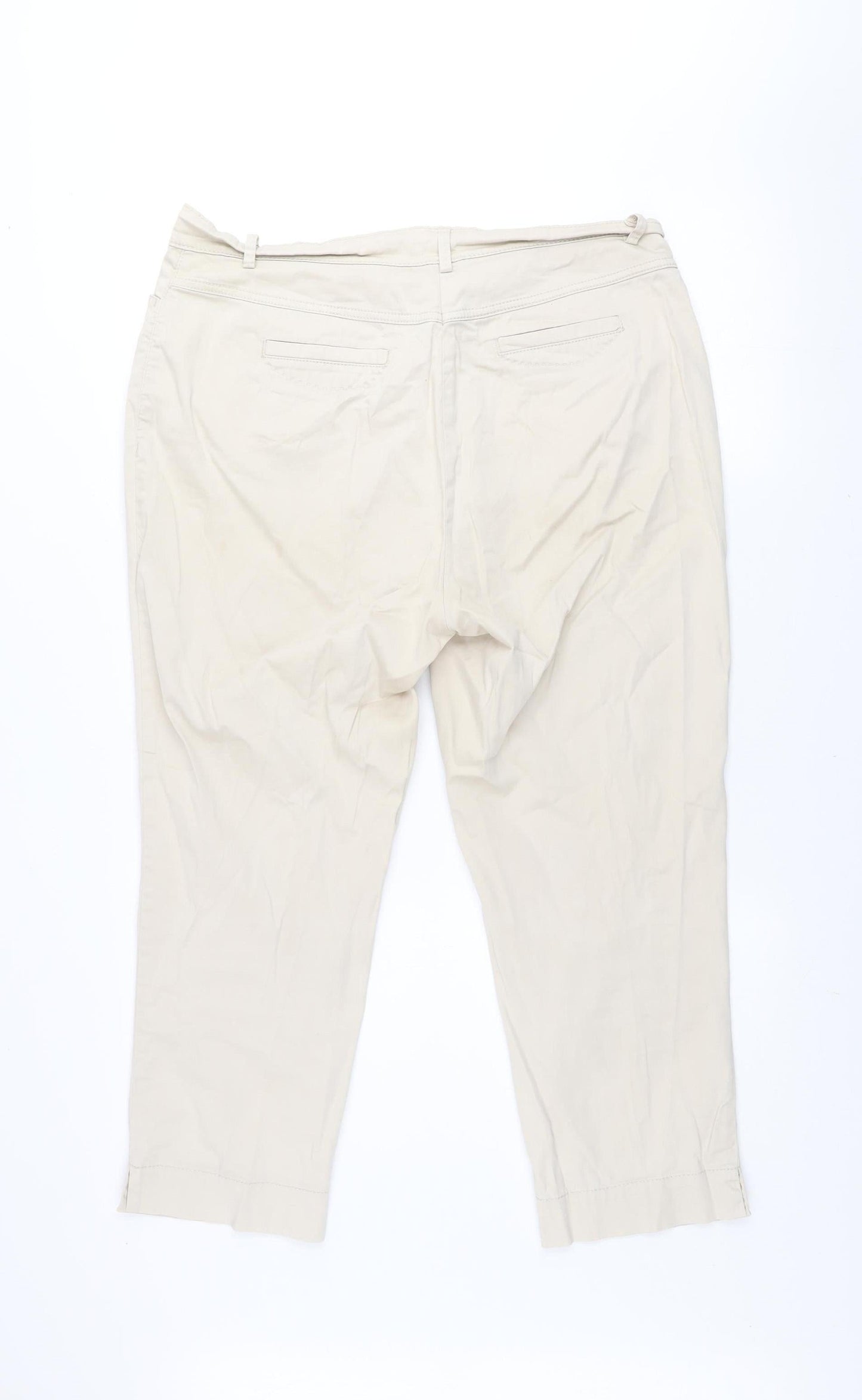 Gelco Women’s Beige Cotton Blend Cropped Trousers Size 18