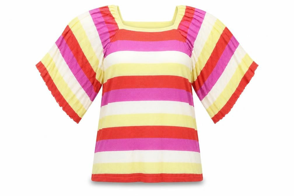 Gallery Womens Multicoloured Striped Tunic T-Shirt UK M Retro Knit Top