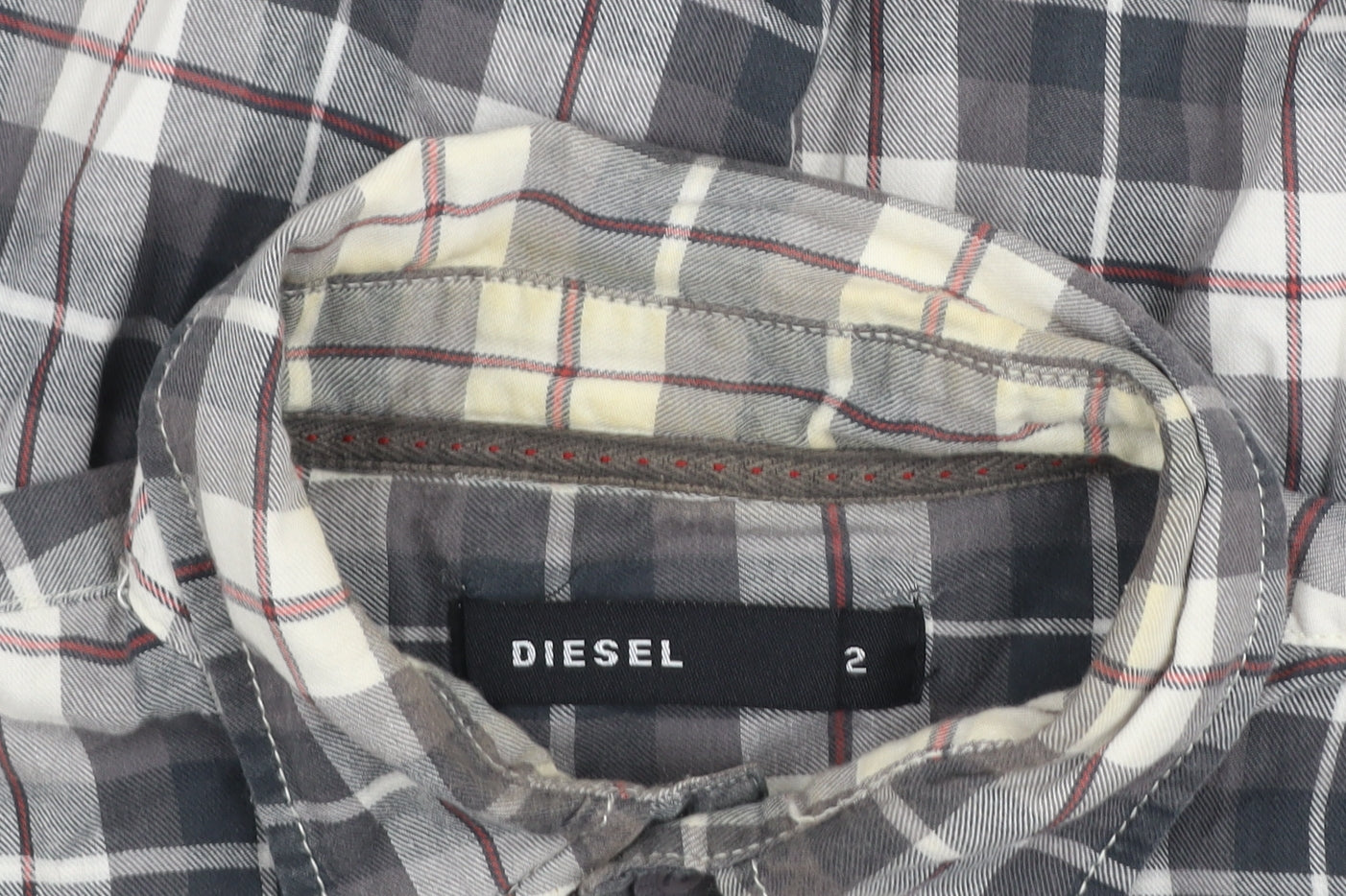 Diesel Men's Grey Check Cotton Long Sleeve Button-Up Shirt M