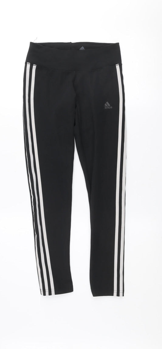 adidas Womens Black XS Climalite Side Stripe Running Leggings