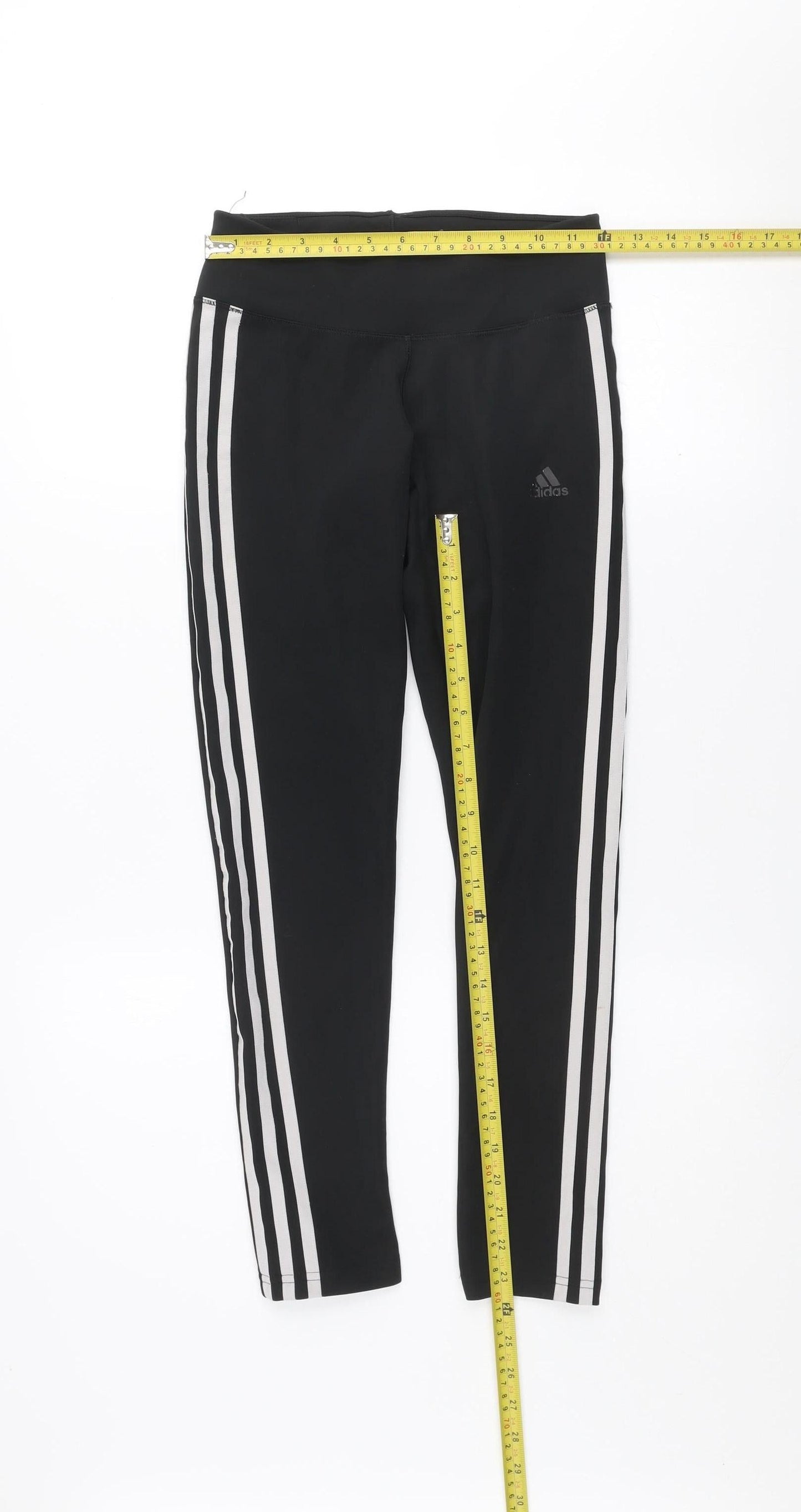 adidas Womens Black XS Climalite Side Stripe Running Leggings