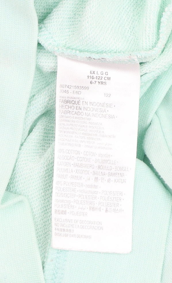 Nike Girls Green Floral Logo Sweatshirt 6-7 Years Pullover Crew Neck