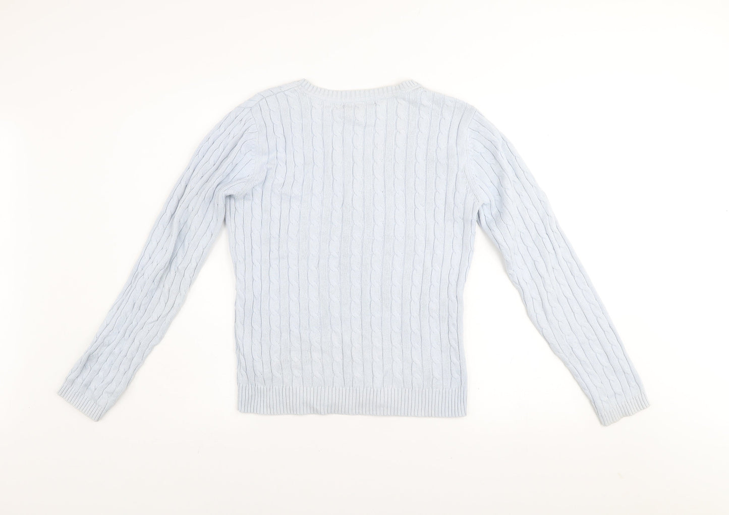 Tommy Hilfiger Women’s Blue V-Neck Cable-Knit Jumper M