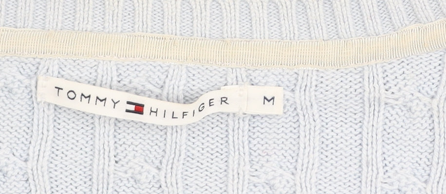 Tommy Hilfiger Women’s Blue V-Neck Cable-Knit Jumper M