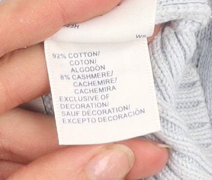 Tommy Hilfiger Women’s Blue V-Neck Cable-Knit Jumper M