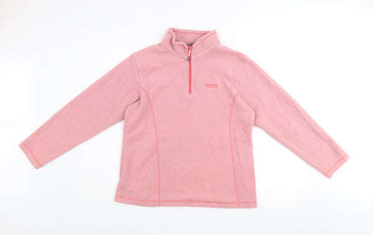 Regatta Women Pink 1/4 Zip Fleece Pullover UK 14 Outdoor Sweatshirt