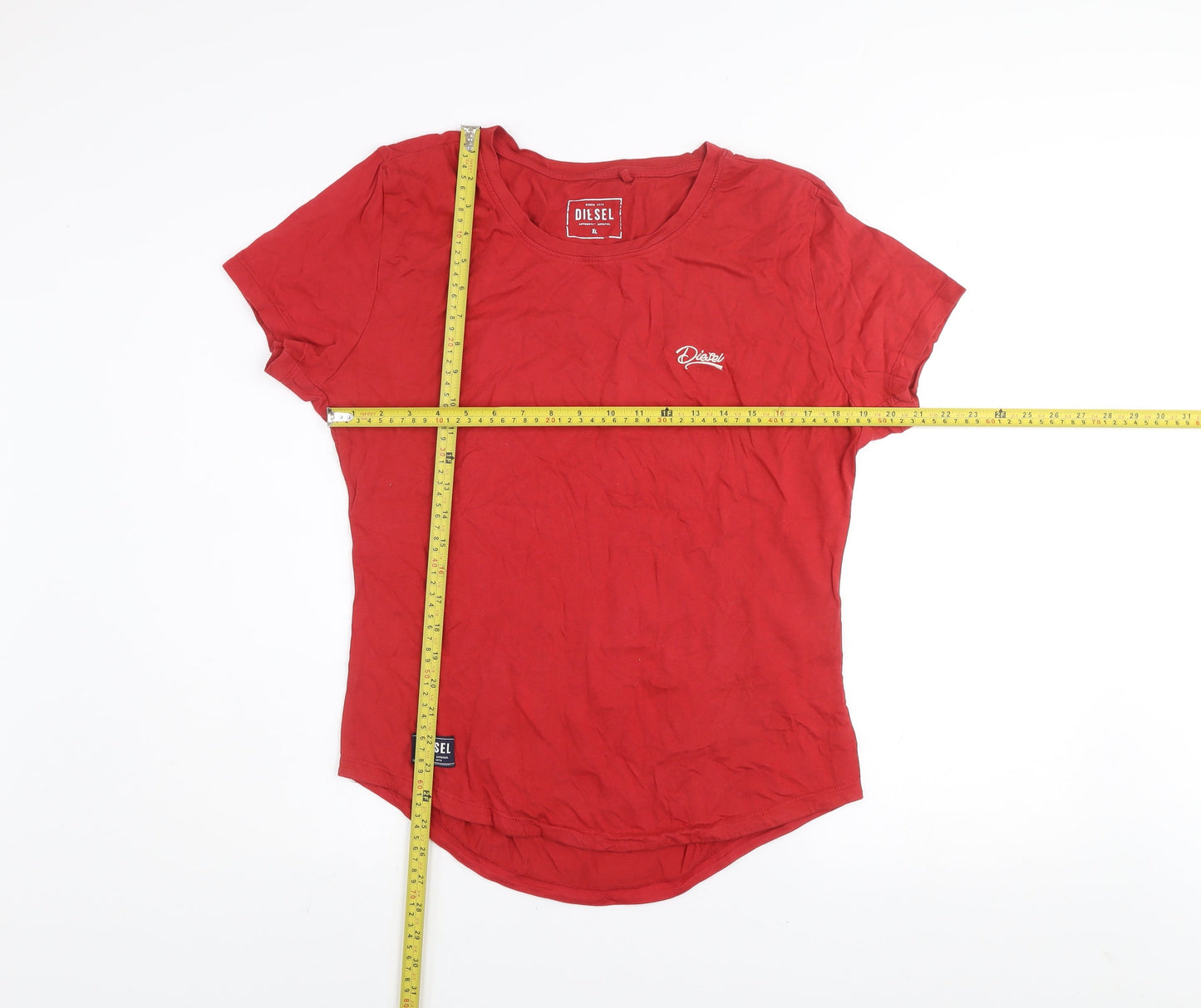 Diesel Men's Red Cotton Short Sleeve Crew Neck T-Shirt XL